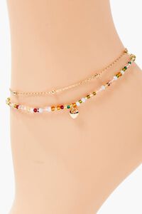 GOLD/MULTI Heart Charm Chain Anklet Set, image 2