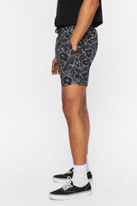 BLACK/WHITE Abstract Floral Print Swim Trunks, image 3