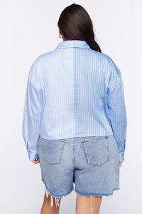 BLUE/MULTI Plus Size Colorblock Striped Shirt, image 3
