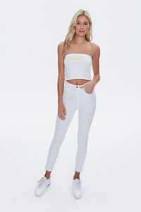 WHITE/YELLOW Embroidered Sunshine Tube Top, image 5