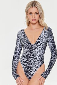 BLACK/MULTI Leopard Print One-Piece Swimsuit, image 1