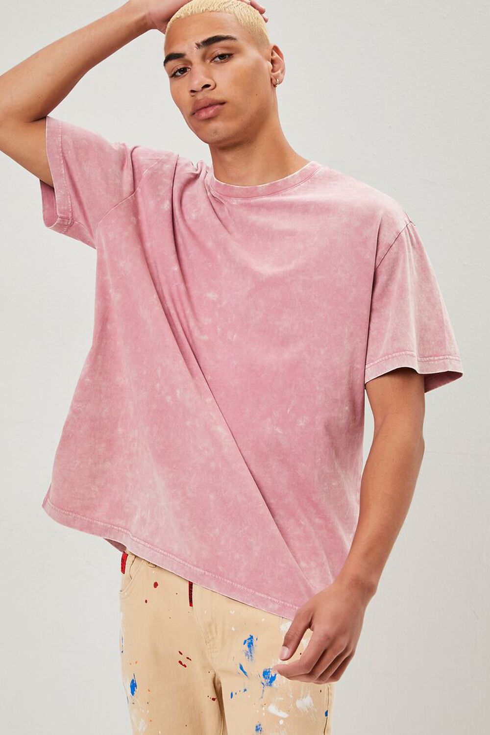 DUSTY PINK Oil Wash Crew Neck Tee, image 1