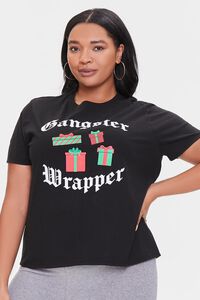 BLACK/MULTI Plus Size Gangster Wrapper Graphic Tee, image 1
