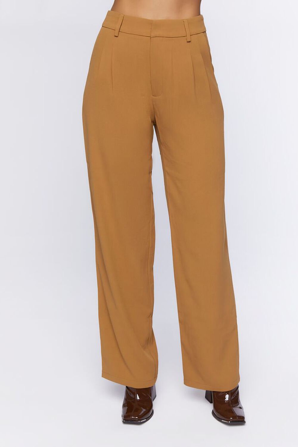 TAUPE Mid-Rise Straight-Leg Trousers, image 2