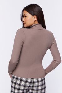 TAUPE Ribbed Turtleneck Sweater-Knit Top, image 3