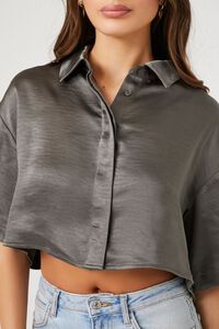 HARBOR GREY Satin Cropped Shirt, image 5