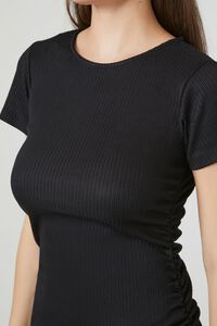 BLACK Ruched Maxi T-Shirt Dress, image 5