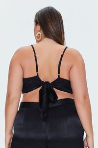 BLACK Plus Size Satin Tie-Back Cami, image 3
