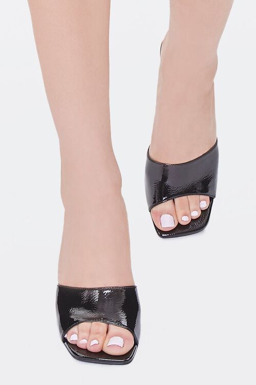 BLACK Faux Patent Leather Slip-On Heels, image 4