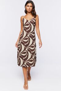 BROWN/MULTI Abstract Print Cami Midi Dress, image 4