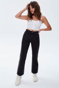 BLACK Side-Striped Straight Jeans, image 5