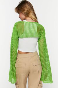 GREEN Netted Crochet Cropped Sweater, image 4