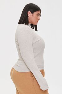 OATMEAL Plus Size Ribbed Half-Zip Top, image 2