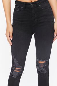 WASHED BLACK Recycled Cotton High-Rise Distressed Jeans, image 6
