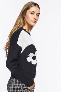 BLACK/CREAM Colorblock Floral Sweater, image 2