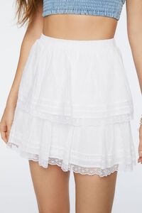 WHITE Tiered Lace-Trim Mini Skirt, image 6