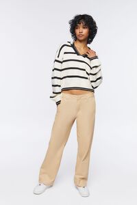 WHITE/BLACK Drop-Sleeve Striped Sweater, image 4