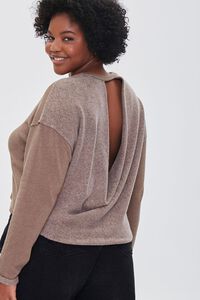 TAUPE Plus Size French Terry Cutout Pullover, image 1