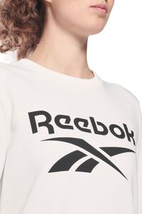 WHITE/BLACK Reebok Identity Logo French Terry Crew Sweatshirt, image 5
