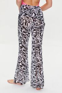 WHITE/BLACK Marble Print Mesh Swim Cover-Up Pants, image 4