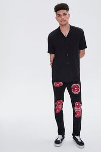 BLACK/RED Bandana-Patch Skinny Jeans, image 5