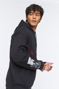 BLACK/MULTI Embroidered Rise Graphic Hoodie, image 2