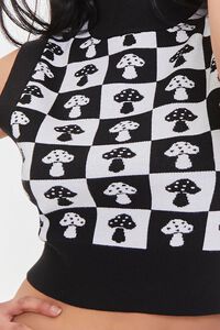 BLACK/WHITE Mushroom Checkered Sweater Vest, image 5