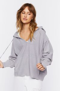 PEWTER Drop-Sleeve French Terry Hoodie, image 6