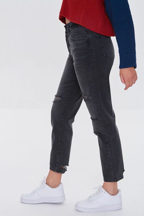 WASHED BLACK Premium Distressed Mom Jeans, image 3