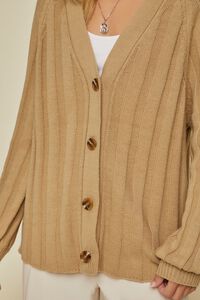 BEIGE Ribbed Cardigan Sweater, image 6