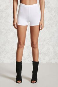 WHITE Basic Cotton-Blend Bike Shorts, image 5