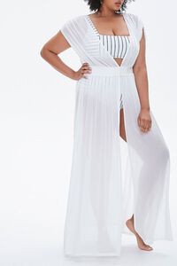 WHITE Plus Size Sheer Swim Cover-Up Dress, image 1