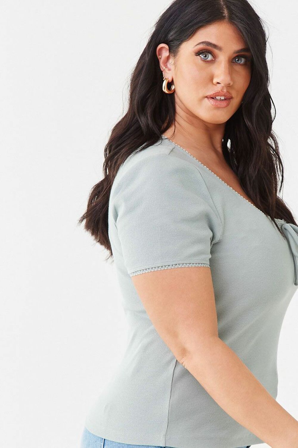 SAGE Plus Size Ribbed Scoop Neck Top, image 2