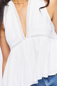 WHITE Plunging Lace-Trim Top, image 5