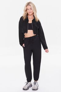 BLACK Faux Shearling Zip-Up Pullover, image 4