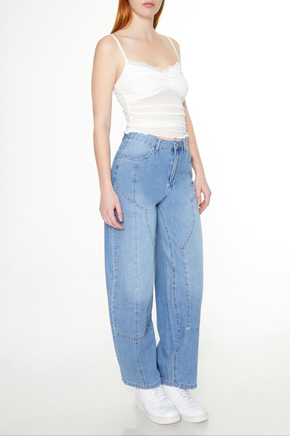 LIGHT DENIM High-Rise Barrel Jeans, image 2
