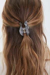 GREY Floral Rhinestone Hair Claw Clip, image 2