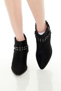 BLACK Studded Faux Suede Booties, image 4