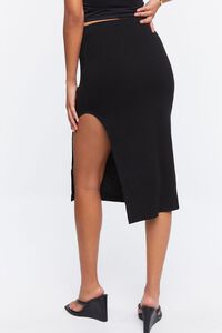 BLACK Side-Slit Midi Skirt, image 4
