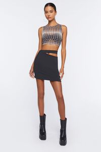 BLACK Asymmetrical Cutout Mini Skirt, image 5