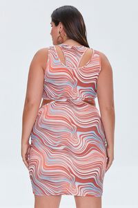 RED/MULTI Plus Size Marble Print Cutout Dress, image 3