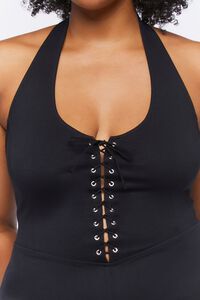 BLACK Plus Size Lace-Up Jumpsuit, image 5