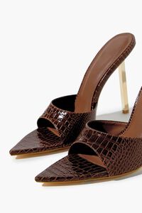 BROWN Slip-On Faux Patent Leather Heels, image 5
