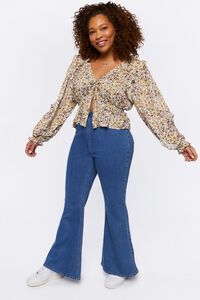 YELLOW/MULTI Plus Size Tie-Front Floral Print Top, image 4