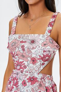 PINK/MULTI Floral Print Cutout Midi Dress, image 5