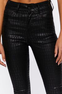 BLACK Faux Croc Split-Hem Jeans, image 5
