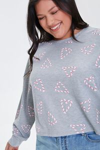 HEATHER GREY/MULTI Plus Size Candy Cane Heart Top, image 1