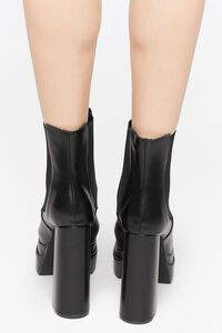 BLACK Faux Leather Stacked Platform Booties, image 3