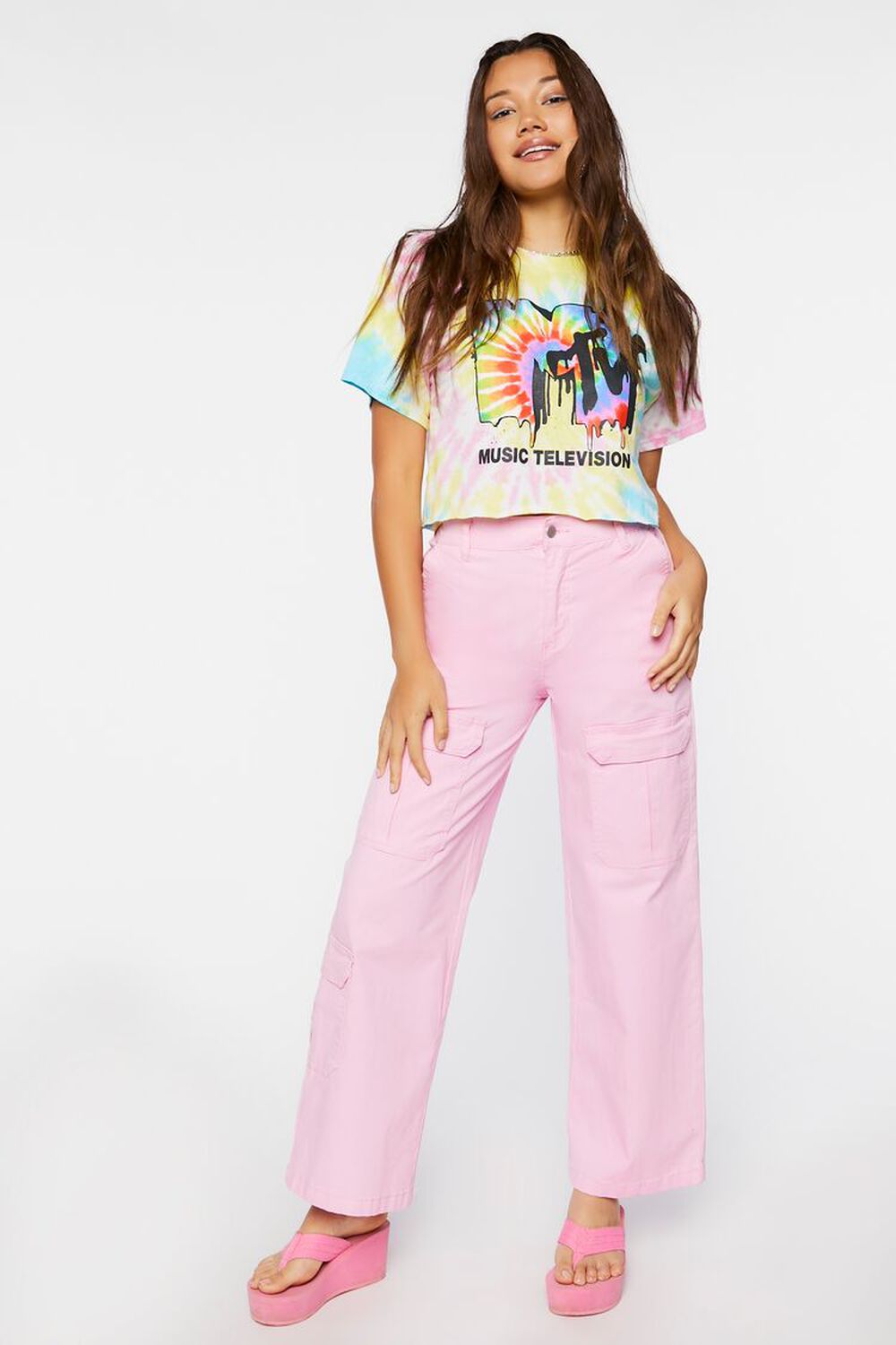MTV Graphic Tie-Dye Cropped Tee