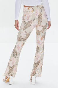 Tropical Print Self-Tie Flare Pants